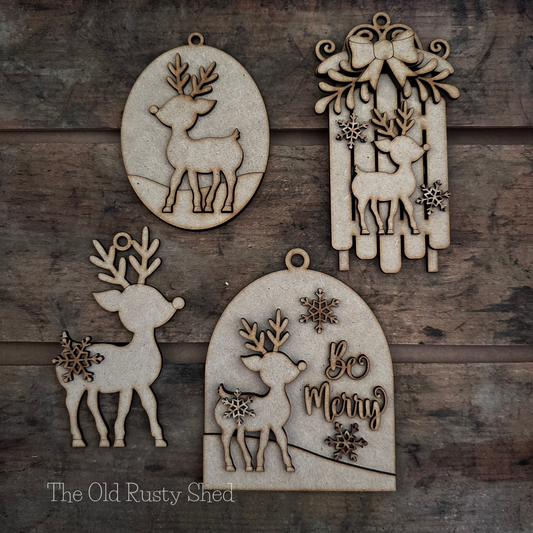 C239 Set of 4 Reindeer Ornaments